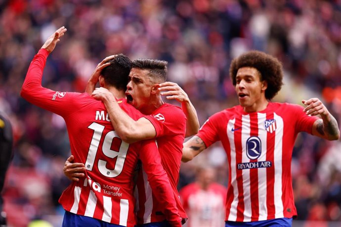 Álvaro Morata celebra su gol en el Atlético de Madrid-Real Betis