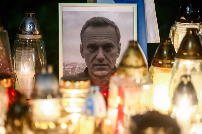 March 1, 2024, Krakow, Poland: Flowers and candles are seen in a tribute to Alexei Navalny in front of the Russian Consulate General in Krakow, Poland on March 1st, 2024. Navalny, 47, Russian opposition politician, died on February 16th in the Russian pri