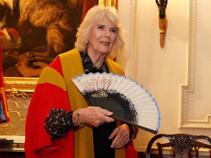13 February 2024, United Kingdom, London: UK Queen Camilla Was Presented With A Fan Designed By Stewart Parvin During An Installation Ceremony At Clarence House. Photo: Jordan Pettitt/PA Wire/Dpa 13/2/2024 ONLY FOR USE IN SPAIN