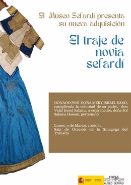 Cartel de la presentación del nuevo traje de berberisca donado al Museo Sefardí.