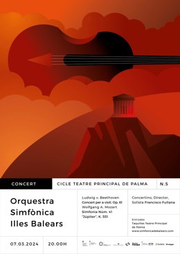 Cartel del quinto concierto de la Orquesta Sinfónica de Baleares en el Teatre Principal de Palma