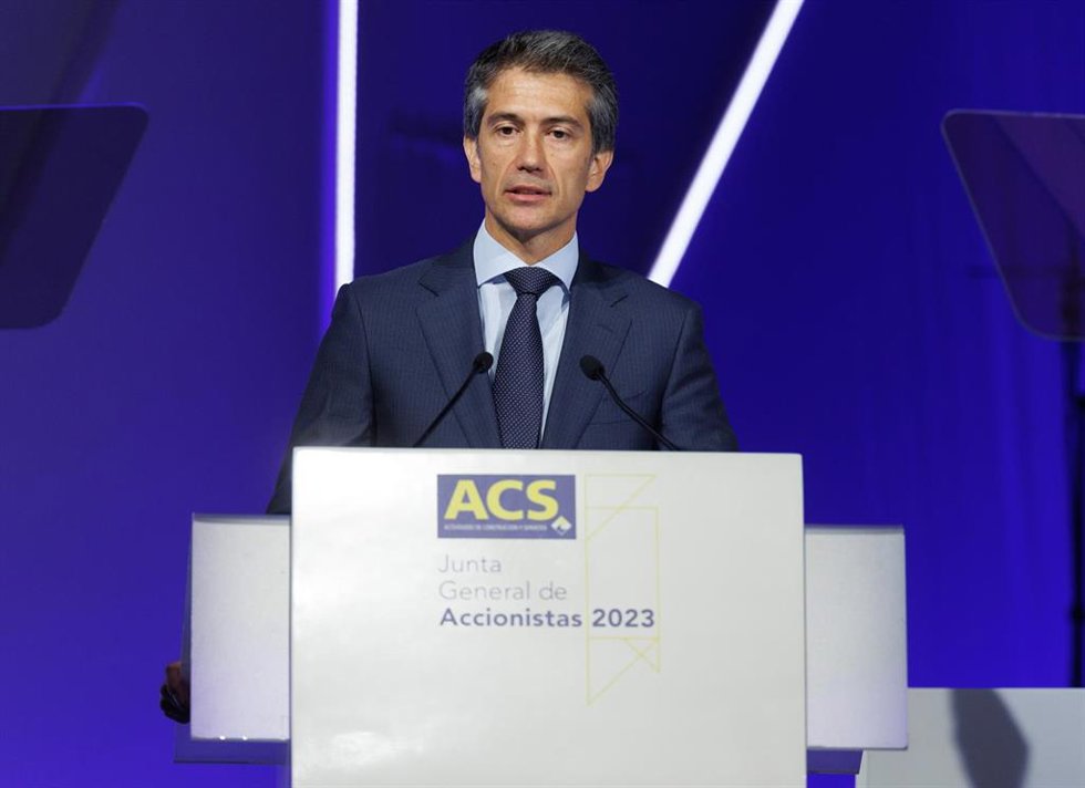 Archivo - El consejero delegado del grupo ACS, Juan Santamaría, interviene durante la Junta General de Accionistas del Grupo ACS,  a 5 de mayo de 2023, en Madrid (España). Durante la Junta General de Accionistas, se ha vuelto a ratificar la evolución de