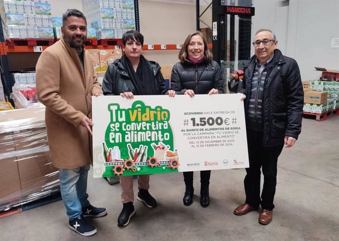 Ecovidrio entrega 1.500 euros al Banco de Alimentos de Soria