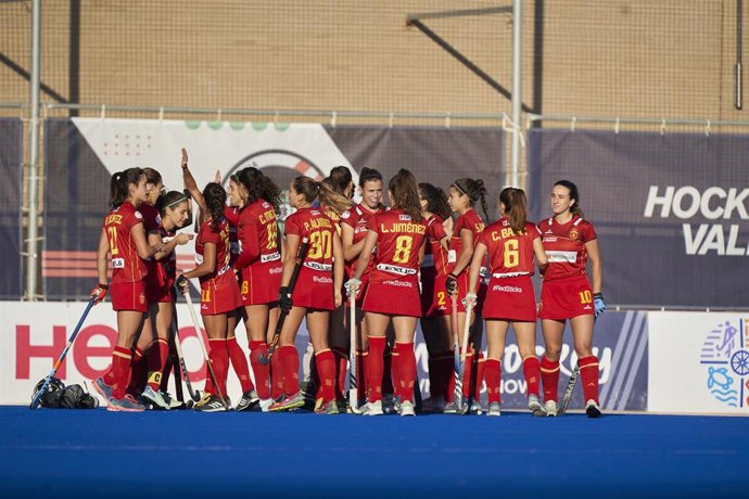 Archivo - La selección española femenina de hockey hierba