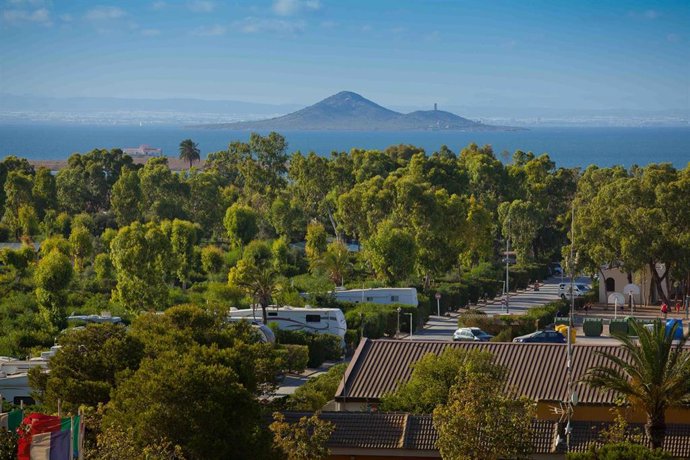 Vista de un camping de la Región, a orillas del Mar Menor