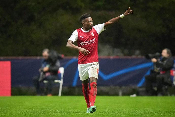 Archivo - El extremo Álvaro Djaló, con el Sporting de Braga (Portugal)