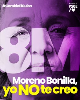 Cartel de la campaña del PSOE-A por el 8 de marzo, Día de la Mujer.