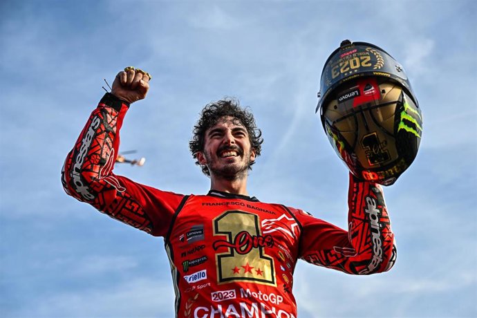 Archivo - El piloto italiano de MotoGP Francesco Bagnaia (Ducati), en el GP de Valencia 2023. 