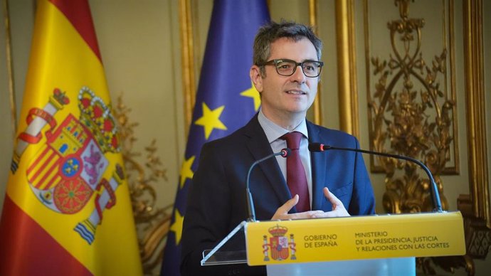 Ministro de la Presidencia, Justicia y Relaciones con las Cortes, Félix Bolaños, en el acto de toma de posesión de altos cargos del Ministerio