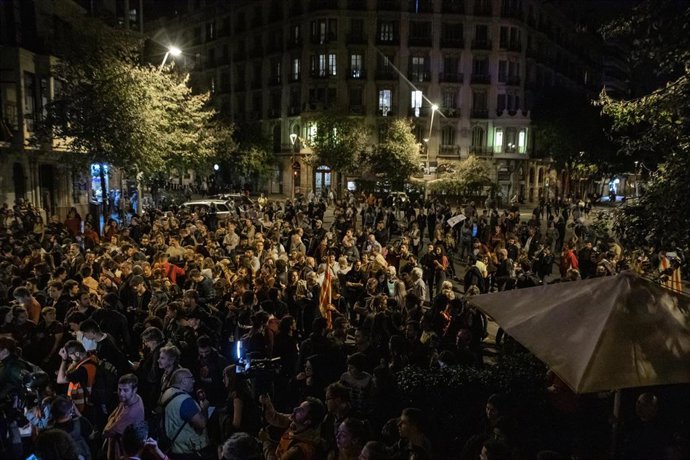Archivo - Concentración en Barcelona contra la sentencia del procés , 20 de octubre de 2019