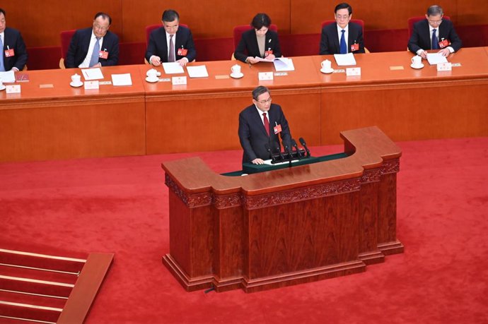 05 March 2024, China, Beijing: Chinese Prime Minister Li Qiang attends the opening session of the National People's Congress (NPC) at the Great Hall of the People in Beijing. Photo: Johannes Neudecker/dpa