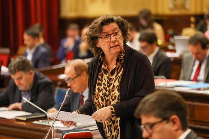 Archivo - La consellera de Familias y Asuntos Sociales, Catalina Cirer, interviene durante un pleno en el Parlament balear