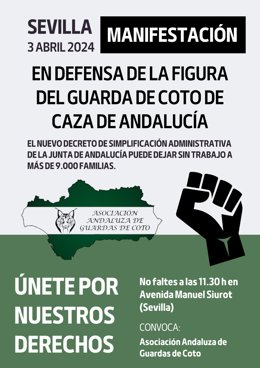 Cartel de la manifestación anunciada para el próximo 3 de abril en Sevilla capital.