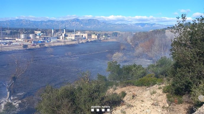 Imatge de l'incendi a Campredó (Tarragona)