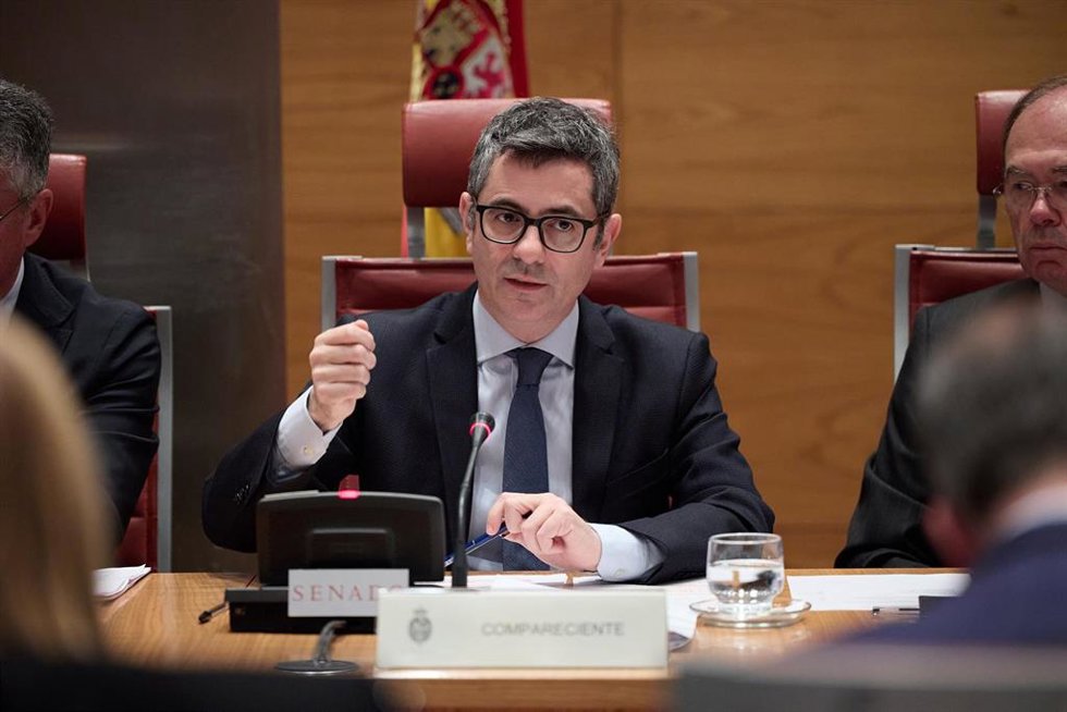 El ministro de la Presidencia, Justicia y Relaciones con las Cortes, Félix Bolaños, durante la Comisión Constitucional, en el Senado, a 5 de marzo de 2024, en Madrid (España). Durante la comisión, Bolaños ha informado sobre las líneas generales de la po