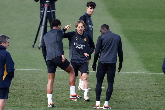 Luka Modric during the training day of Real Madrid prior the UEFA Champions League, Round of 16, football match against RB Leipzig at Ciudad Deportiva Real Madrid on March 05, 2024, in Madrid, Spain.