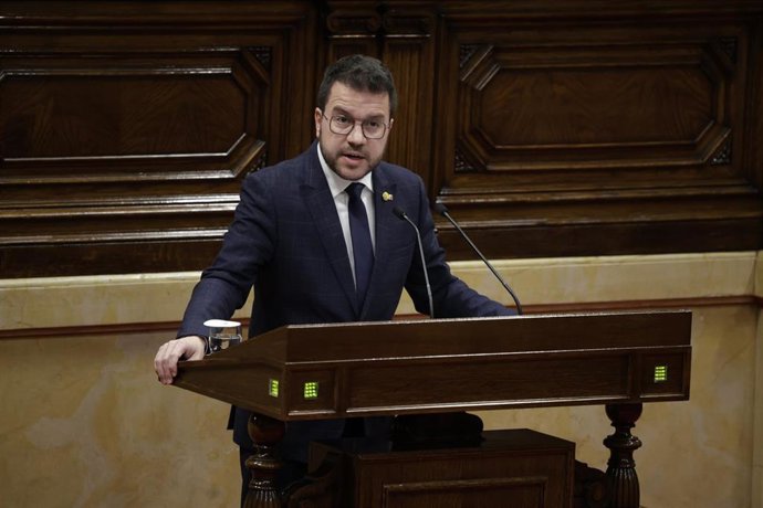 El presidente de la Generalitat, Pere Aragons, en el pleno monográfico de agricultura