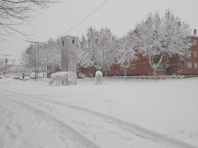 Archivo - Mejorada del Campo afectada por la borrasca Filomena.