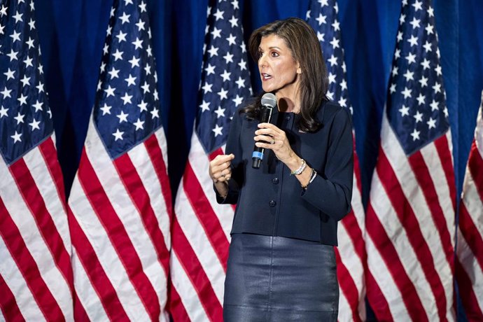 March 1, 2024, Washington, District Of Columbia, USA: NIKKI HALEY speaking at a campaign event at the Madison Hotel in Washington, DC.