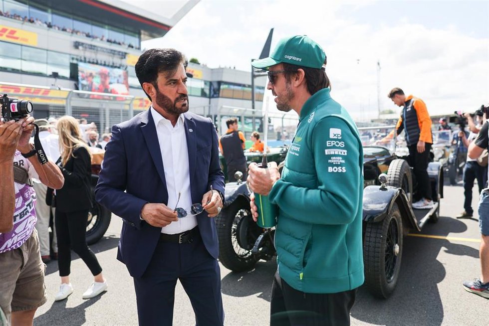 Archivo - ALONSO Fernando (spa), Aston Martin F1 Team AMR23, BEN SULAYEM Mohammed (uae), President of the FIA, portrait during the 2023 Formula 1 Aramco British Grand Prix, 10th round of the 2023 Formula One World Championship from July 7 to 9, 2023 on 