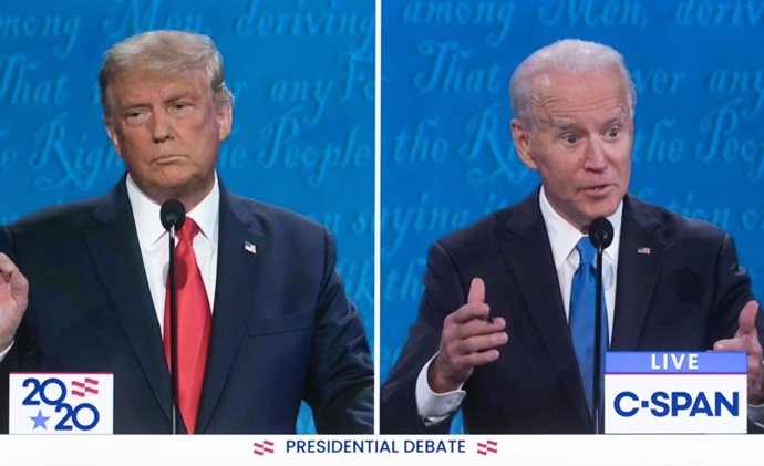 Archivo - Imagen del último debate electoral entre Donald Trump y Joe Biden (octubre de 2020).