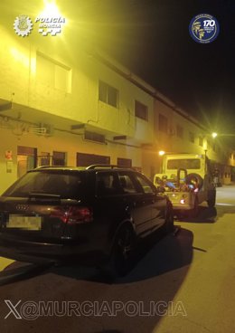 Imagen del turismo interceptado por la Policía Local en Aljucer