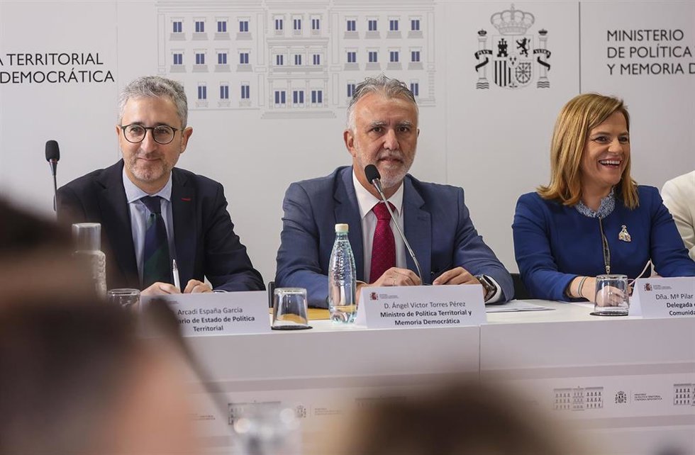 El ministro de Política Territorial y Memoria Democrática, Ángel Víctor Torres, durante la reunión de la Comisión Interministerial de Coordinación de la Administración Periférica del Estado (CICAPE)