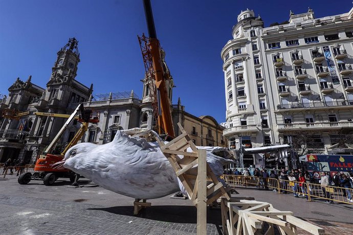 Imagen del montaje de la falla del Ayuntamiento de València 2024.