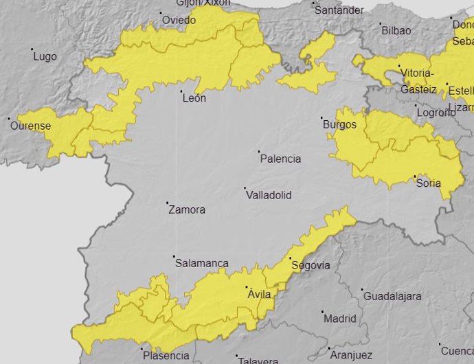 Avisos activos en Castilla y León este jueves, 7 de marzo.