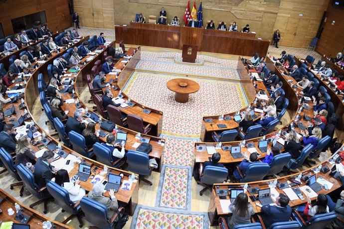 Archivo - Vista panorámica del hemiciclo de la Asamblea de Madrid.