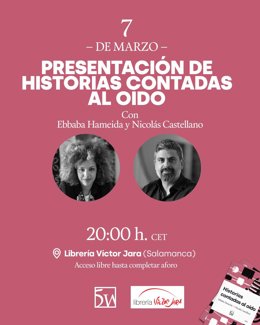 Imagen promocional de la presentación de 'Historias contadas al oido' en Salamanca