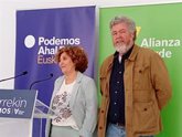 Foto: Podemos y Alianza Verde destacan su "coherencia y lealtad" para concurrir juntos a las elecciones al Parlamento Vasco