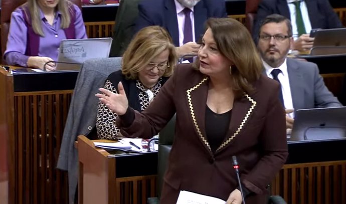 La consejera de Agricultura de la Junta de Andalucía, Carmen Crespo, en el Pleno del Parlamento andaluz del 7 de marzo de 2024.