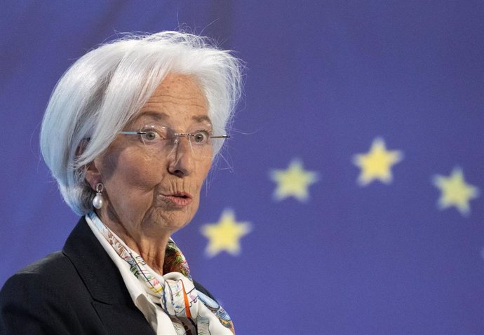 07 March 2024, Hesse, Frankfurt/Main: Eurobean Central Bank (ECB)President Christine Lagarde speaks at the ECB press conference. Photo: Boris Roessler/dpa