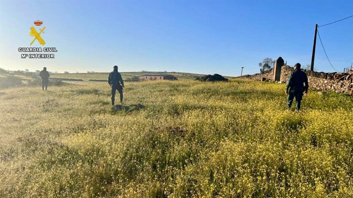 Archivo - Agentes de la Guardia Civil participan en las labores de búsqueda del vecino desaparecido en Hinojal (Cáceres), en una imagen de archivo.