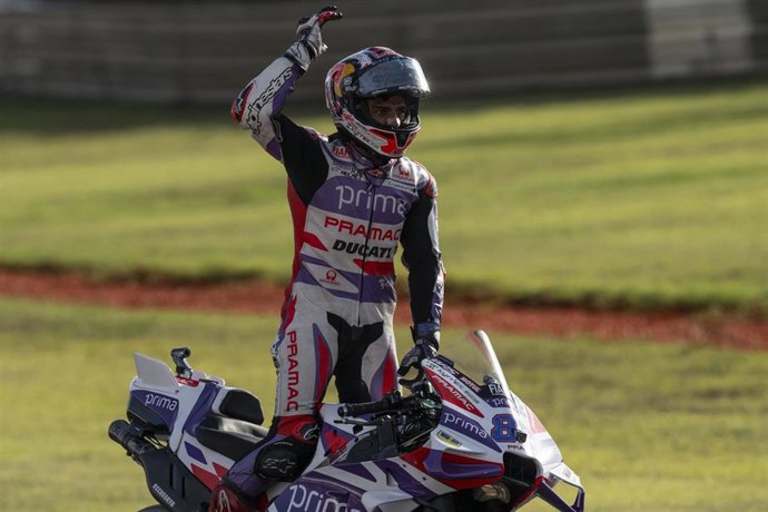 Archivo - MARTIN Jorge (spa), Pramac Racing, Ducati Desmosedici GP23, actionm celebrating his zin in Sprint Race during the 2023 MotoGP Gran Premio Motul de la Comunitat Valenciana on the Ricardo Toro circuit from November 24 to 26, in Valencia, Spain -