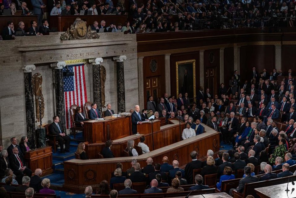 El presidente de EEUU, Joe Biden, durante su discurso del Estado de la Nación en el Congreso