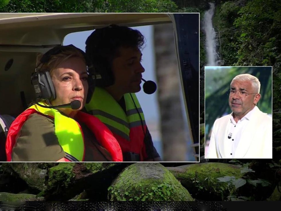 Carmen Borrego, asustada, charlando con Jorge Javier Vázquez antes de lanzarse del helicóptero