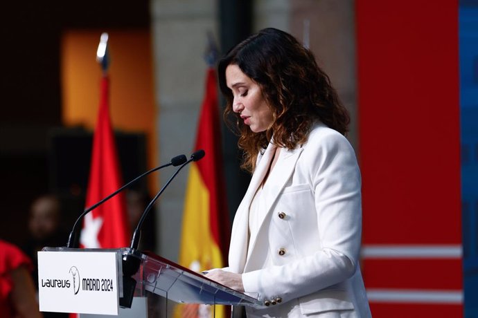 Isabel Diaz Ayuso, President of the Community of Madrid, attends during the announcement of nominees for the Laureus Madrid Awards 2024 held at the Casa de Correos of the Community of Madrid on February 26, 2024, in Madrid, Spain.