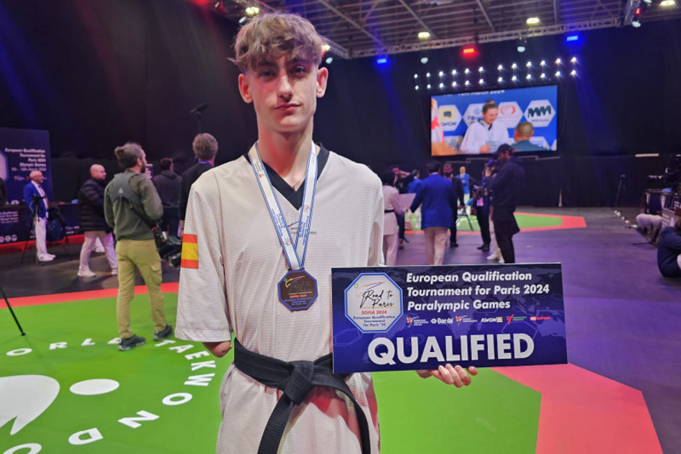 El taekwondista español Joel Martín tras conseguir la clasificación para los Juegos Paralímpicos de París