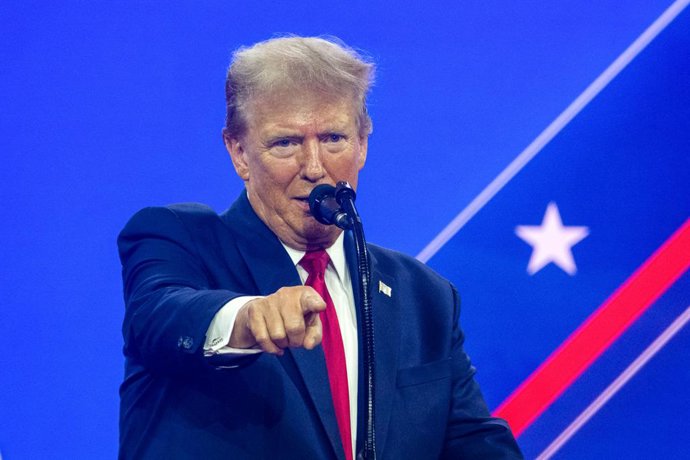 February 24, 2024, Washington Dc, District Of Columbia, USA: Former president Donald Trump gives a speech from CPAC in Washington DC