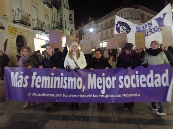 Un millar de personas se manifiestan en Palencia para conmemorar el Día Internacional de la Mujer