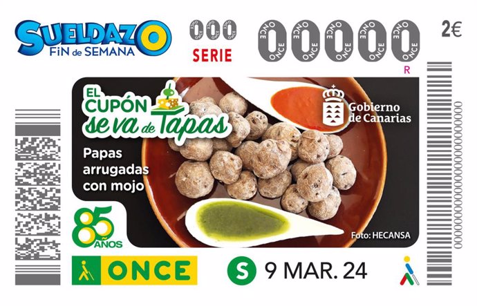 La ONCE dedica un cupón a las Papas Arrugadas con Mojo