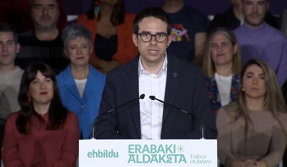 Pello Otxandiano, en el acto celebrado por EH Bildu este sábado en Vitoria-Gasteiz