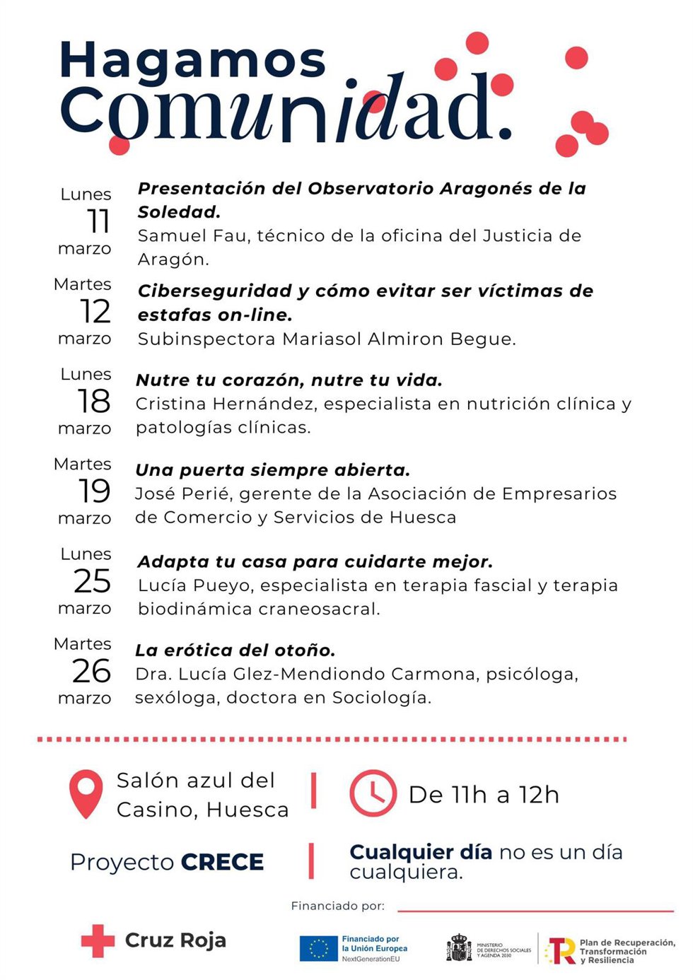 Cartel de las conferencias en Huesca.
