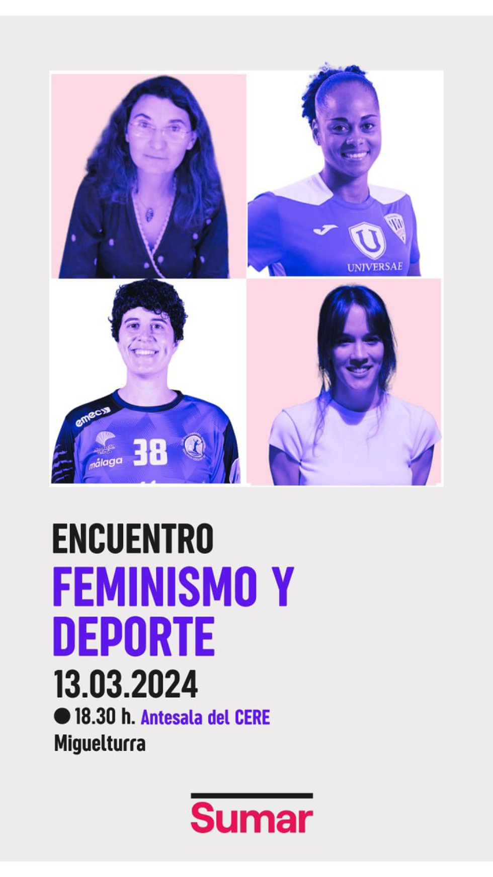 Encuentro 'Feminismo y Deporte' promovido por Sumar.