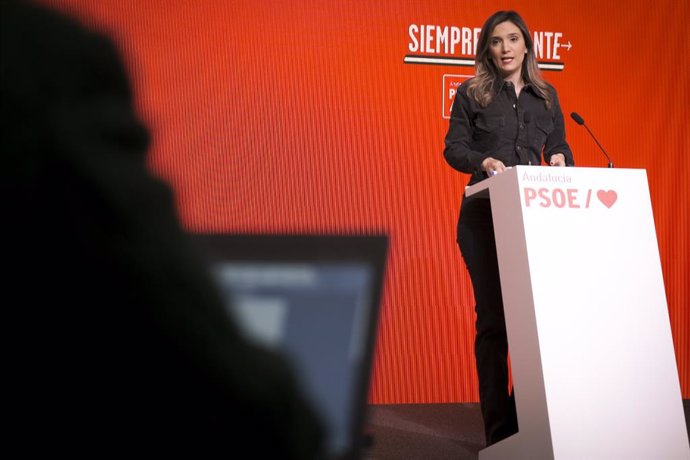 La portavoz del PSOE-A, María Márquez, en una foto de archivo en rueda de prensa.