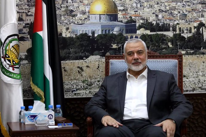 February 13, 2024, Doha, Qatar: Hamas political bureau chief ISMAIL HANIYEH is seen during a meeting with the Iranian Foreign Minister in Doha.