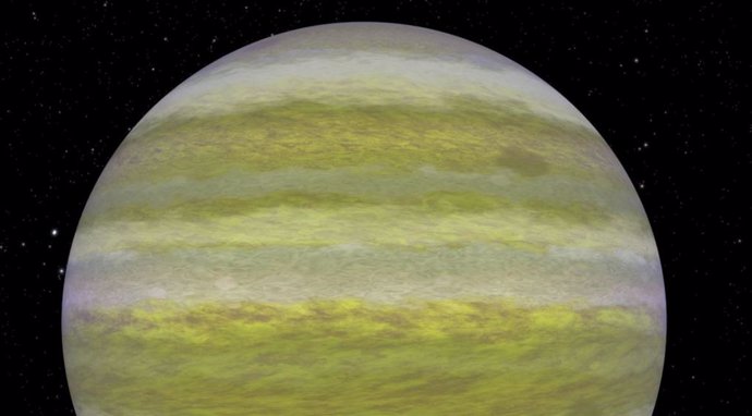 Ilustración de la posible apariencia de TOI-4600 c, un "Saturno frío".