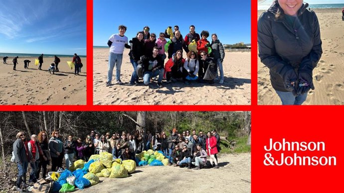 Voluntarios de Johnson & Johnson, protagonistas de la recogida de casi una tonelada de residuos en Barcelona y en Madrid.